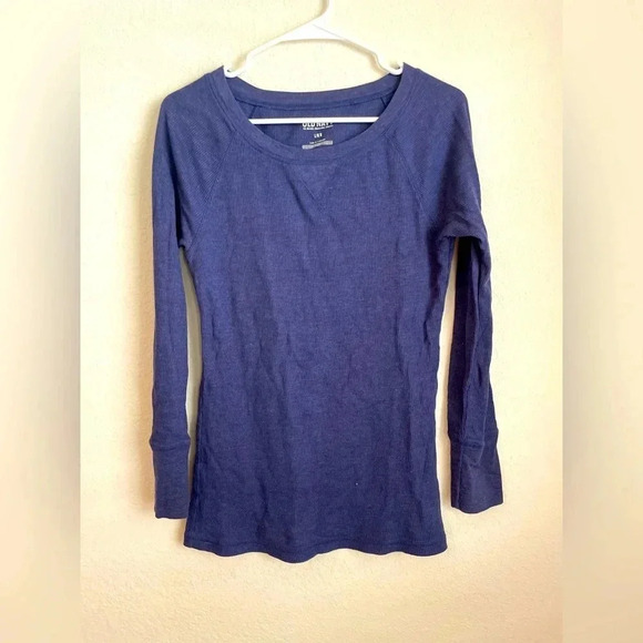 Old Navy women’s Indigo waffle knit long sleeve stretch shirt size L - Picture 1 of 4